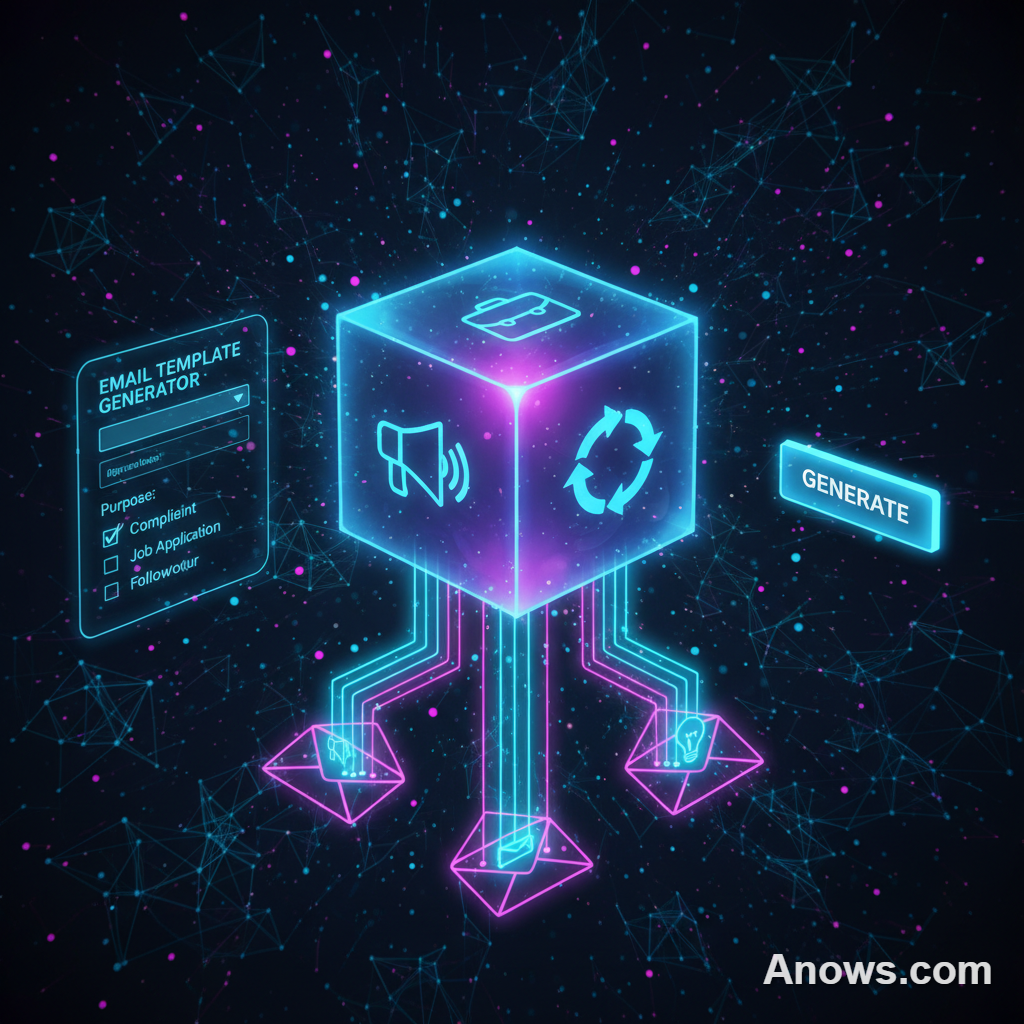 مولد قوالب البريد الإلكتروني بناءً على الغرض (شكوى، طلب وظيفة، متابعة، إلخ).